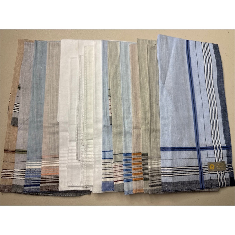 VTG! ALFREDO VERSACE Multicolor Plaid Handkerchief 15"X15"